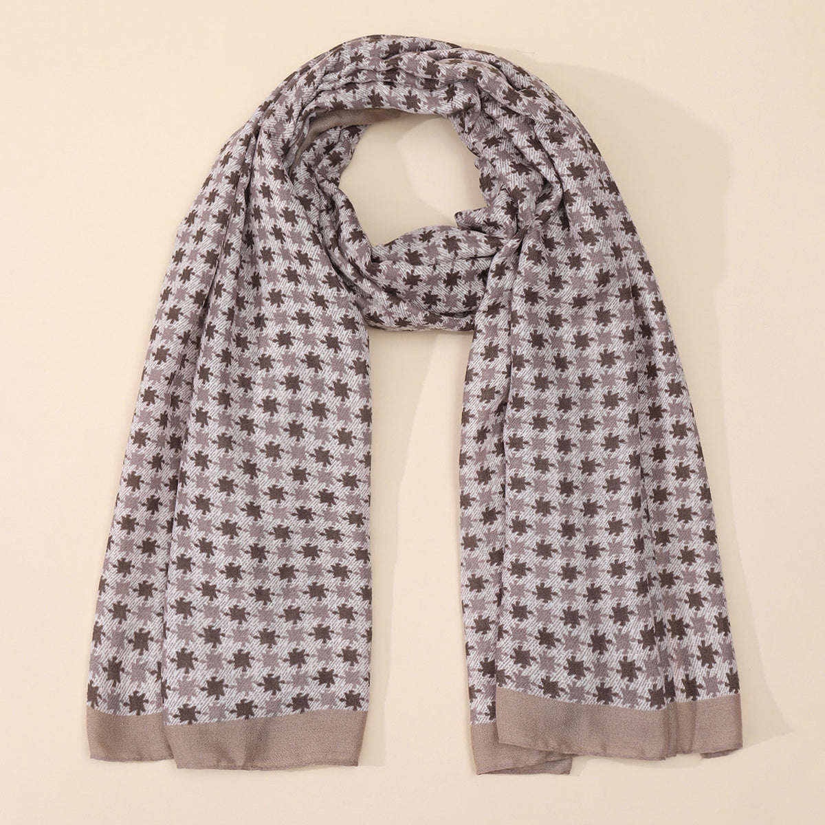 Dark Khaki Print Scarf Winter Warm Scarf For Women