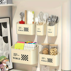 Cream Wind Punching Magnetic Refrigerator Side Storage Box