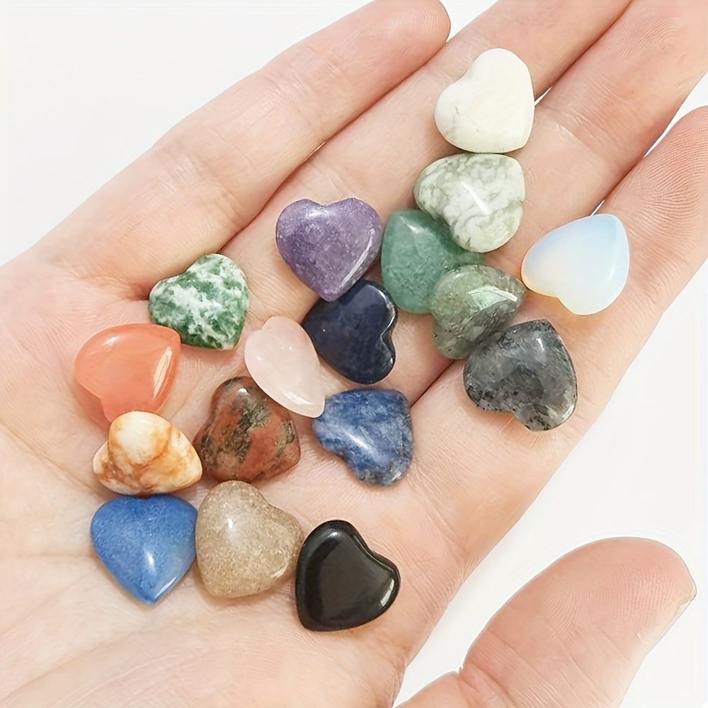 Natural Heart Shaped Crystal Stones 10Pcs Worry Stones Healing Carved Stones