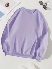 Solid Crew Neck Long Sleeve Sweater Plush Inner Outwear Pullover Shirt