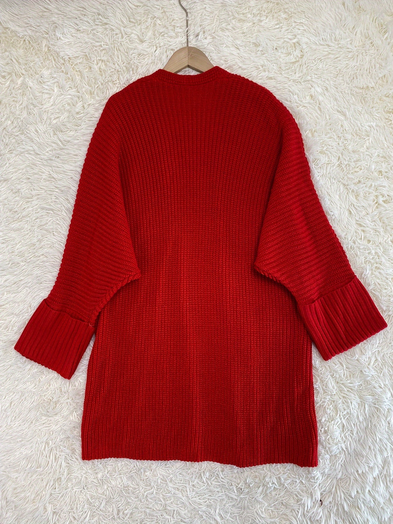Solid Long Sleeve Open Front Cardigan With Pockets
