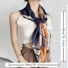 Floral Print Square Scarf Satin Shawl Neck Wrap