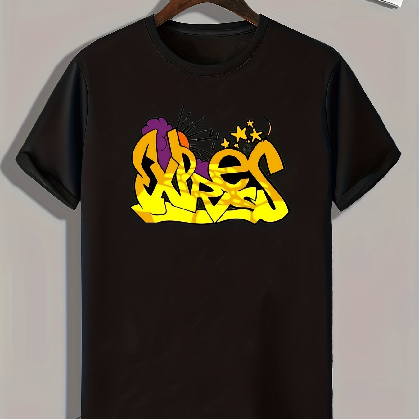 Men's Creative Letters Graphic Tee for Summer
