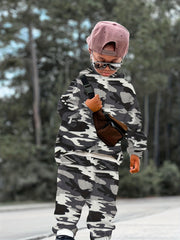 Boys Camo Hoodie Top & Pants Set Kids Spring Outfit
