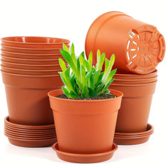 Small Plastic Plant Pots with Saucers for Flowers Succulents Seed Start