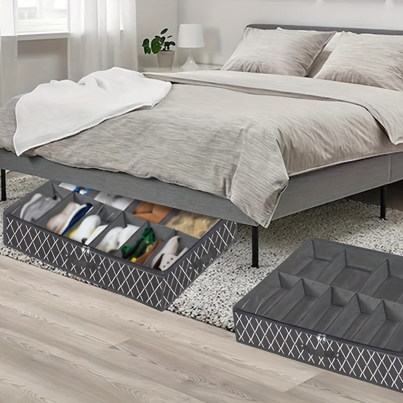 Shoe Storage Bag Under Bed Dustproof Organizer Grids Space Saving Closet Bedroom