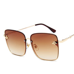 Rimless Square Oversized Gradient Lens Sunglasses UV 400 Protection