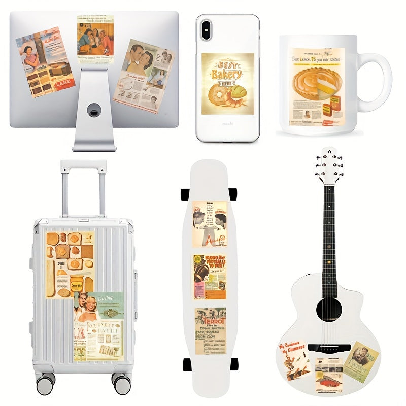 50pcs Retro Magazine Series Stickers for Notebook Luggage Phone