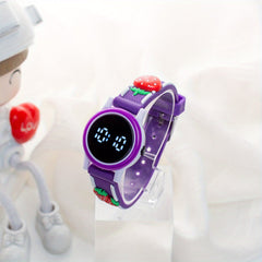 Strawberry LED Watch Round Wrist Gift Kids