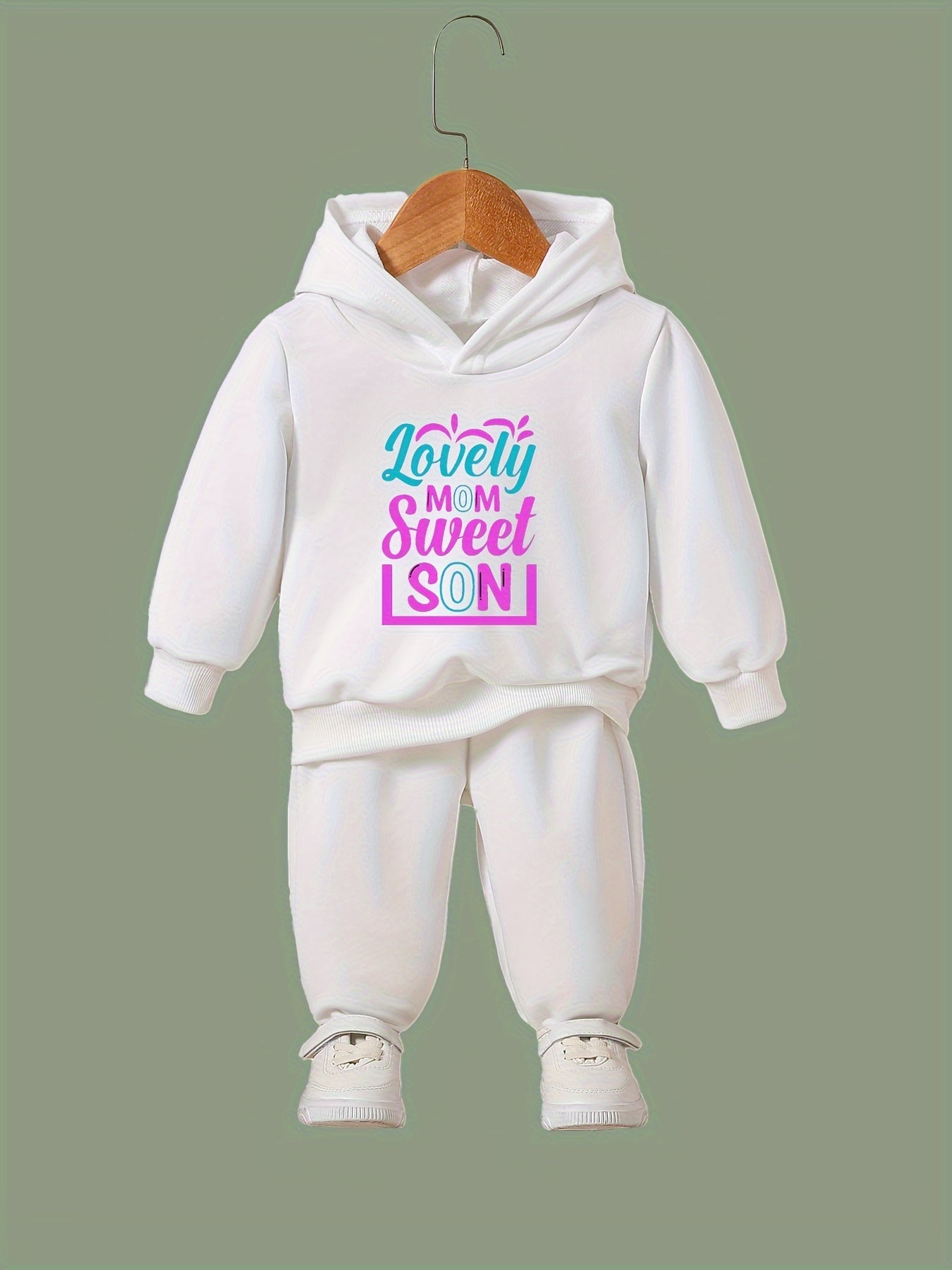 OERYUI Girls boys 2pcs Hooded Pullover Pants Set Spring Fall Gift