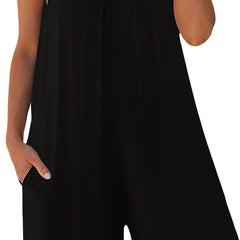 Solid Cami Romper Sleeveless Loose Summer Casual Jumpsuit Women's Clothing