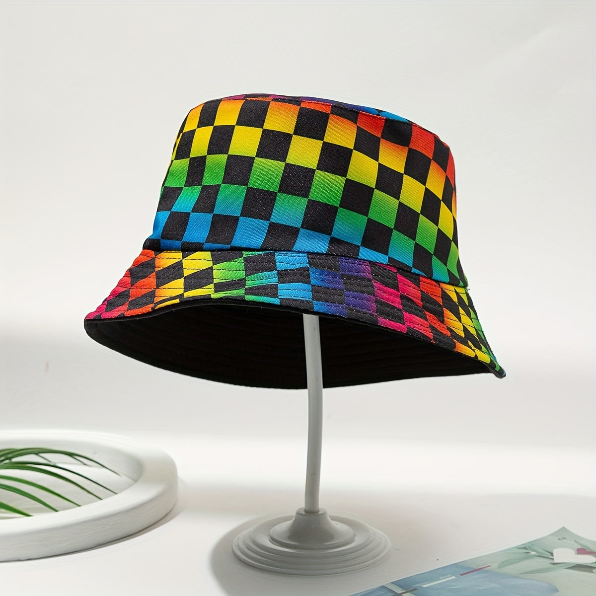 Colorful Grid Sunshade Fisherman Hat