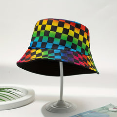 Colorful Grid Sunshade Fisherman Hat