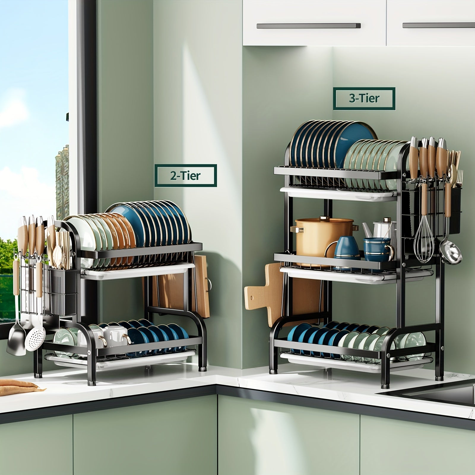 3 Tier Dish Drying Rack with Cutlery Holder