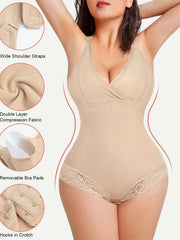 Lace Shaping Bodysuit V-Neck Tummy Control Body Shaper