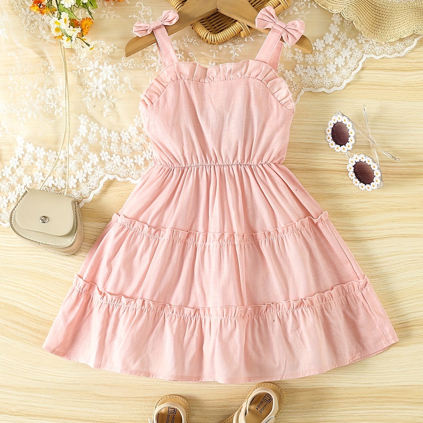 Baby Girl's Ruffle Cami Dress Kid's Pleated Dress