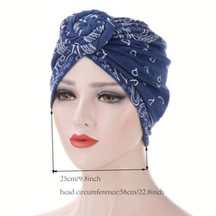 Flower Paisley Print Turban Cap Casual Solid Headwrap