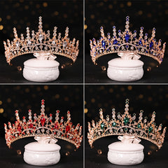 Baroque Crystal Golden Metal Bridal Crown