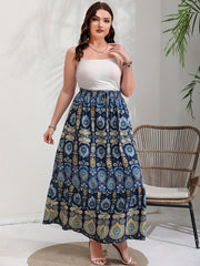 Boho Skirt Womens Paisley Floral Print Elastic High R