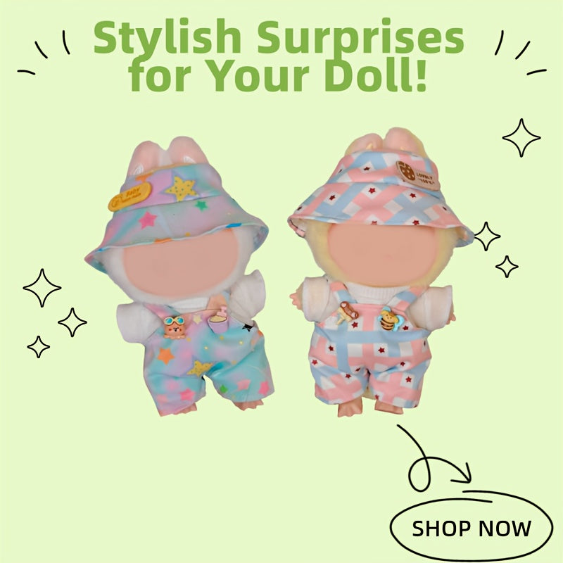 Doll Fisherman Outfit Set with Hat and Overalls 6-9 inch Dolls