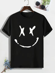 Men's Graffiti Face Print T-Shirt Crew Neck Tee for Summer Outdoor