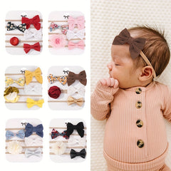 5-Piece Floral Bow Headband Set for Infant & Baby Girls