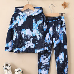 Boys' Hooded Sweatshirt & Pants Set Tie Dyed Print Outfit