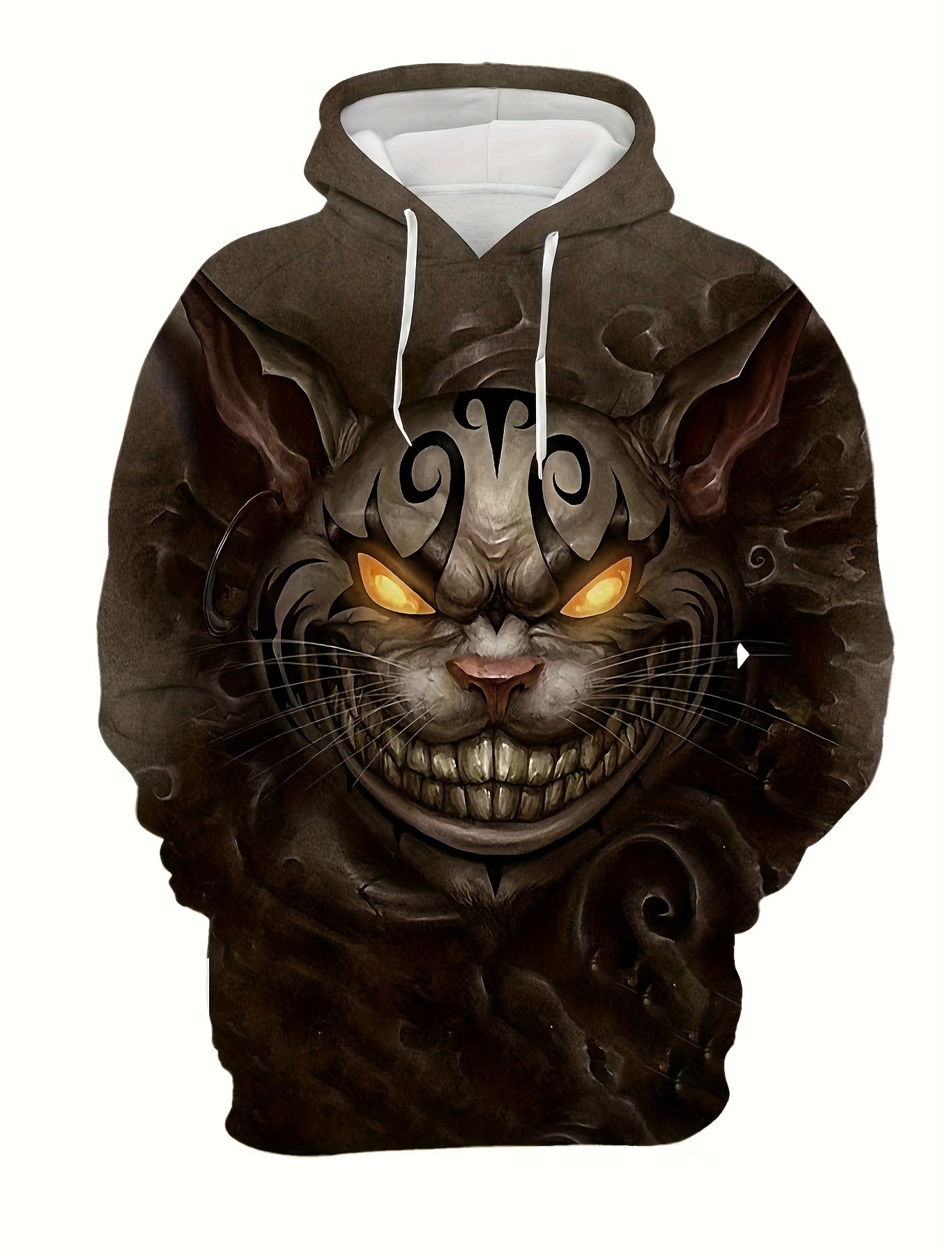 Men's Cat Pattern Hoodie with Pockets Casual Sweatshirt
