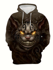 Men's Cat Pattern Hoodie with Pockets Casual Sweatshirt
