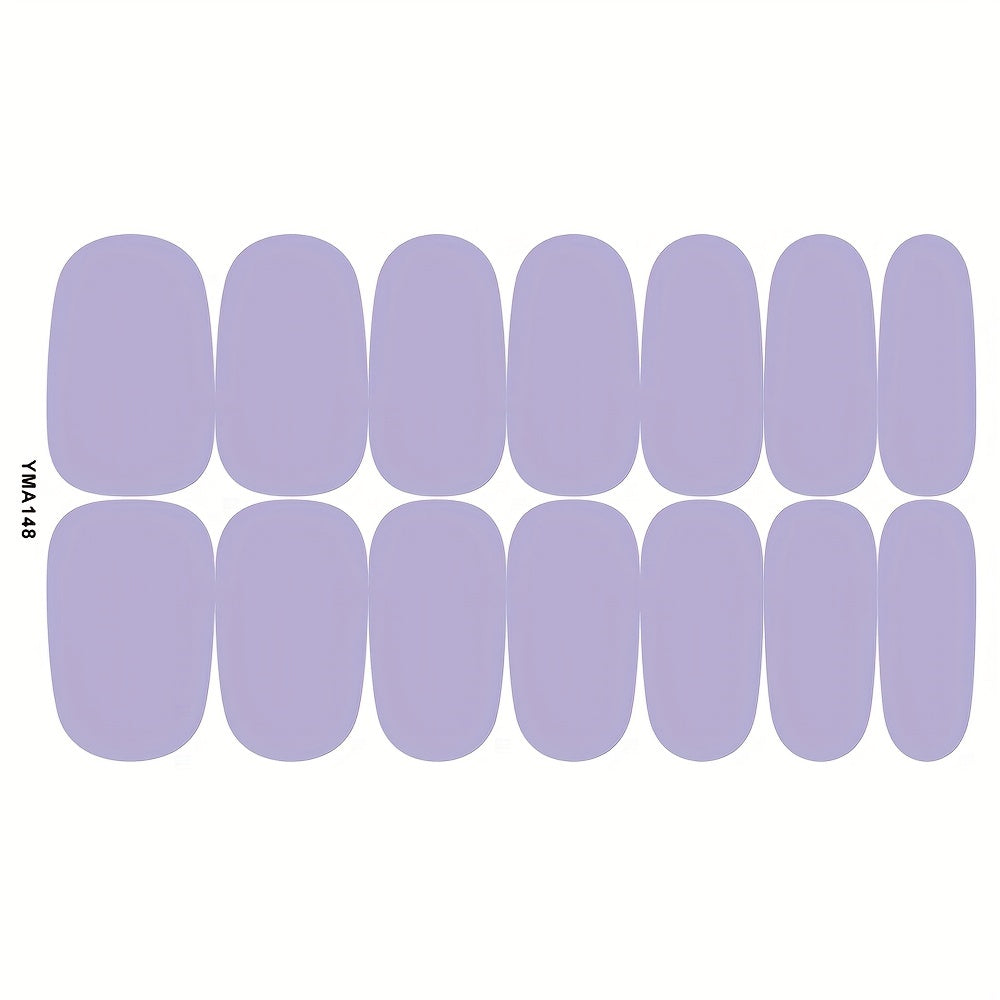 Solid Nail Polish Sticker Full Wrap Nail Strips - 14 Sheets