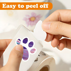 500PCS Animals Paw Print Sticker Roll Cat Dog Animals Paw Print Stickers