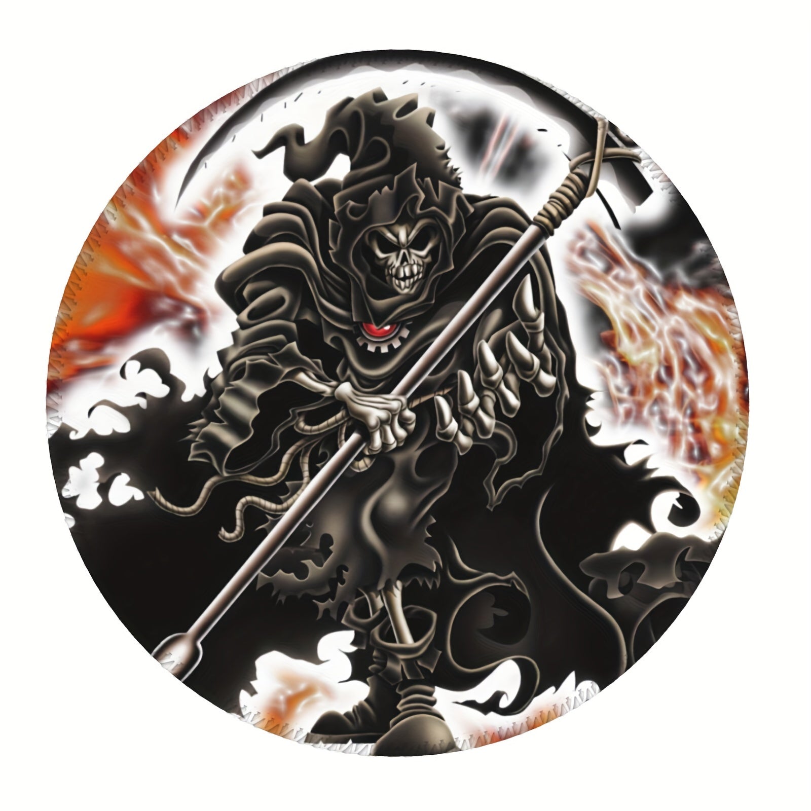 Death Version Style Round Sewn Edge Mouse Pad for Office Work and Gaming