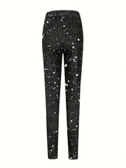 Christmas Leggings Santa Claus Print Elastic High Rise Sl