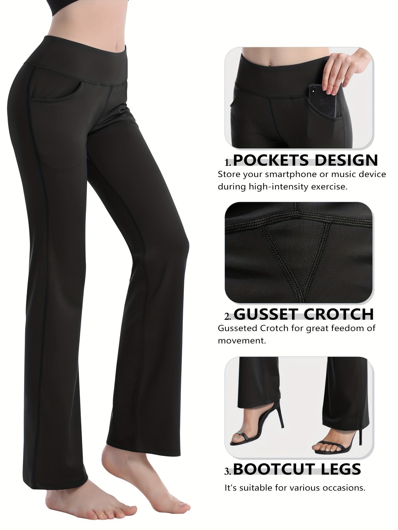Bootcut Yoga Pants With Pocket High Waisted Workout Leggings