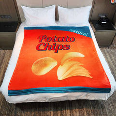 Funny Potato Chip Digital Print Blanket for Travel Camping