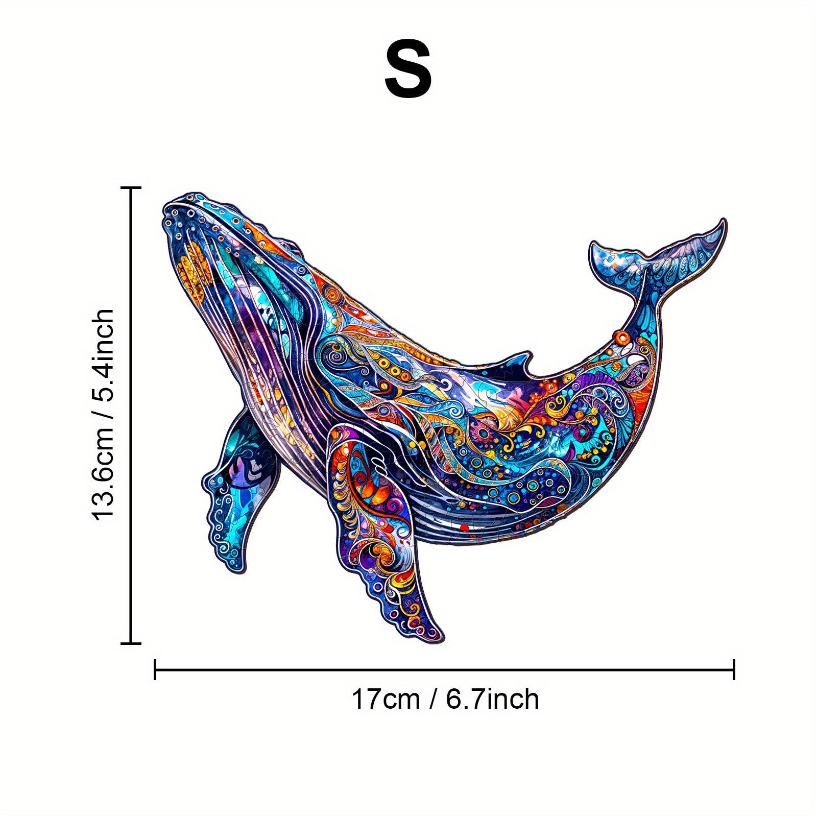 Vibrant Whale Wooden Jigsaw Puzzle - Challenging Brain Teaser for Adults