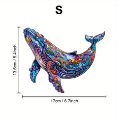 Vibrant Whale Wooden Jigsaw Puzzle - Challenging Brain Teaser for Adults