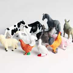 12pcs Farm Animal Figures Set Educational Toy Collection for Children 3-6 Years