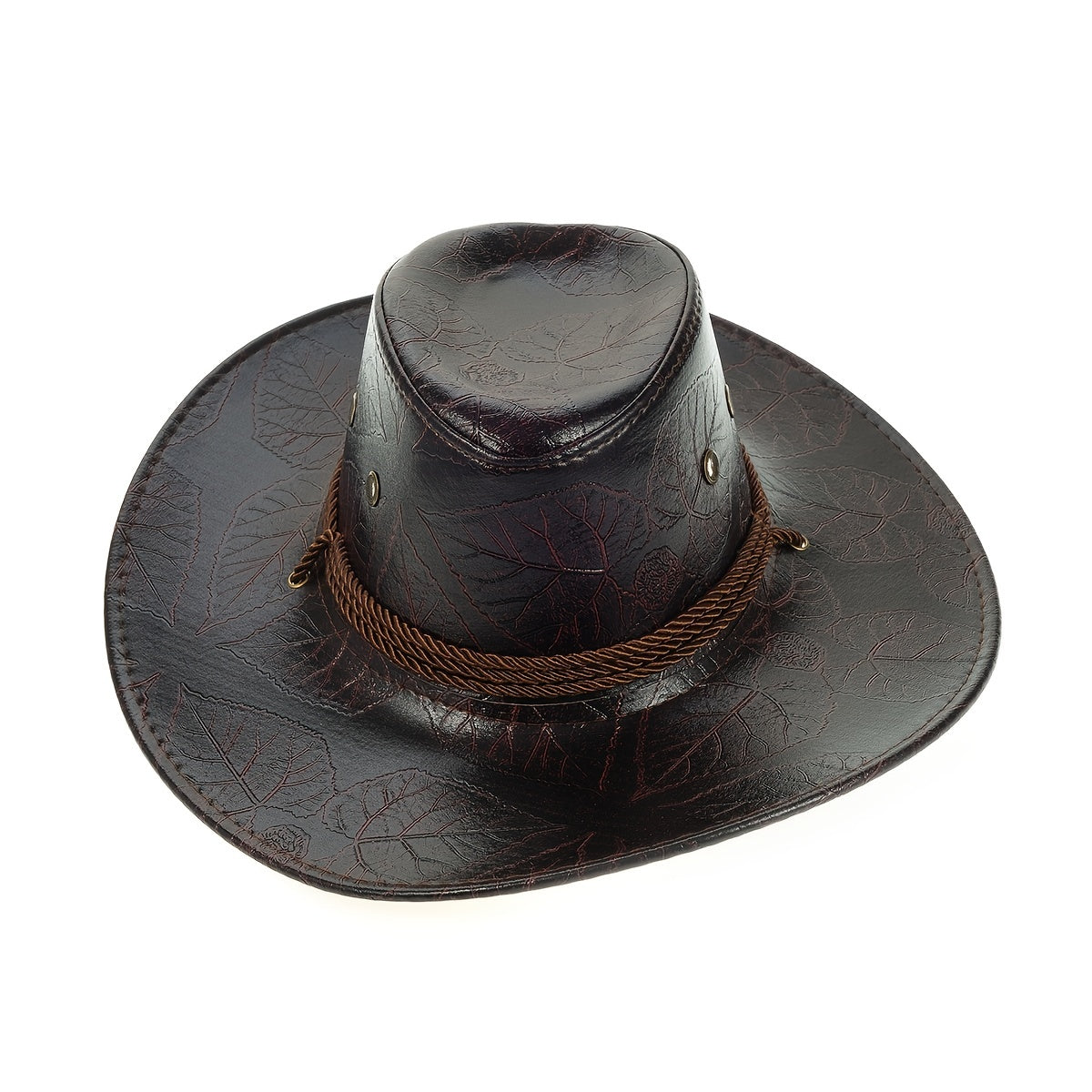 Men's Outdoor Western Print Leather Cowboy Hat