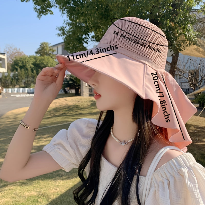 Ruffles Brim Bowknot Sun Hat Stylish Hollow Out Bucket Hat UV Protection