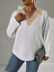 Colorblock Lace V-Neck Top