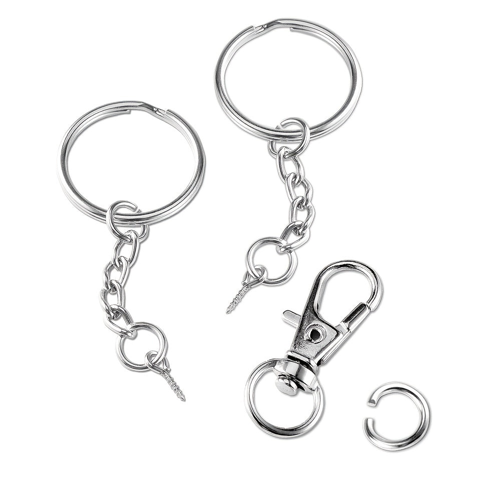 100pcs Keychain Rings With Chain And Screw Eye Pins Bulk