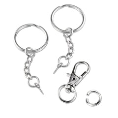 100pcs Keychain Rings With Chain And Screw Eye Pins Bulk