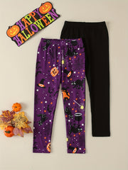 Girls 2 Pack Halloween Knitted Leggings Set