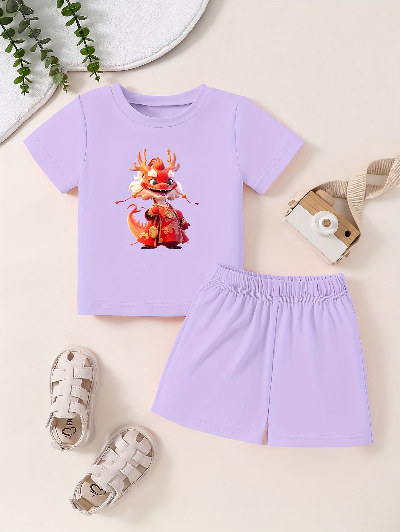 Toddler Cartoon Pattern T-shirt and Shorts Set