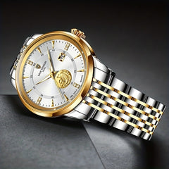 LIGE Business Men Watches Stainless Steel Waterproof Quartz Wristwatch