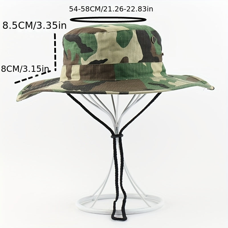 Men's Camo Large Brim Bucket Hat for Outdoor Activities