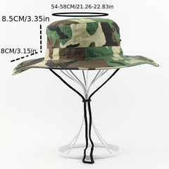 Men's Camo Large Brim Bucket Hat for Outdoor Activities