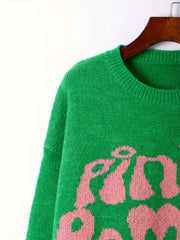 Casual Sweater Dress Women's Plus Letter Print Long Sleeve