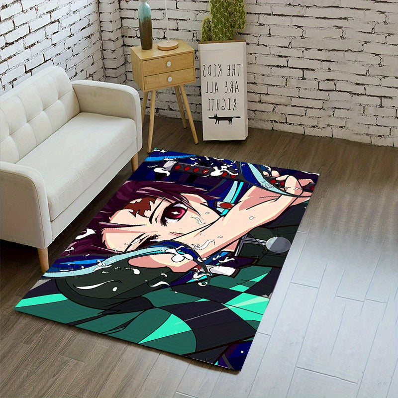 Anime Game Character Velvet Area Rug Non-slip Stain Resistant Machine Washable